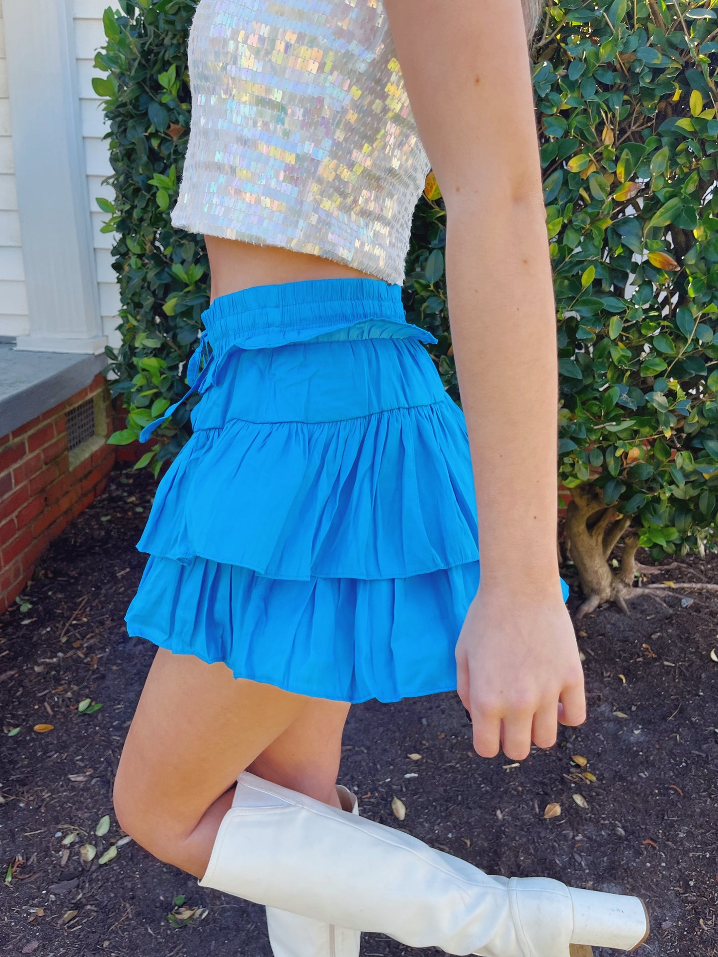 Azure Dreams Tiered Mini Skirt