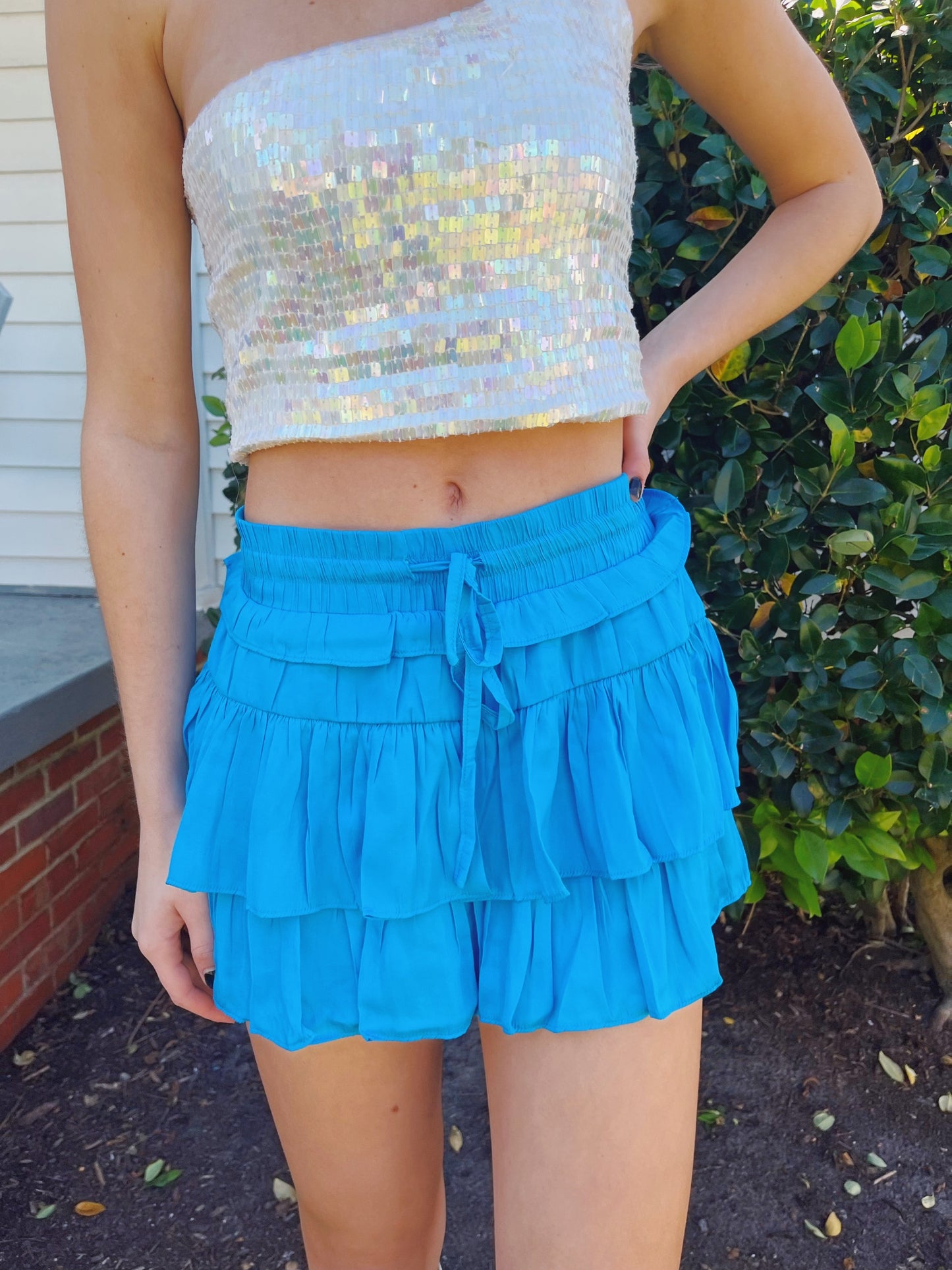 Azure Dreams Tiered Mini Skirt